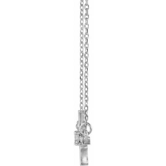 14K White Gold Ct Diamond Sideways Cross Necklace, 16-18 Inch